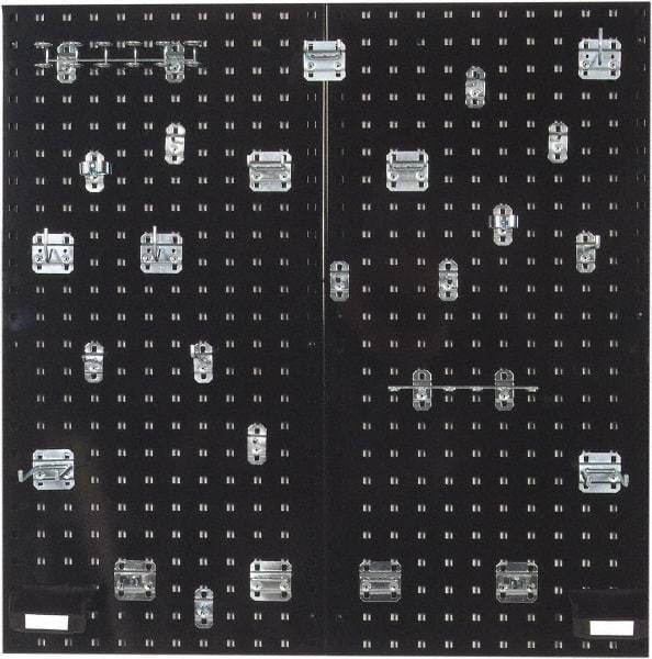 Triton - 18" Wide x 36" High Peg Board Kit - 2 Panels, 28 Hooks, Steel with Epoxy Coating, Black - USA Tool & Supply