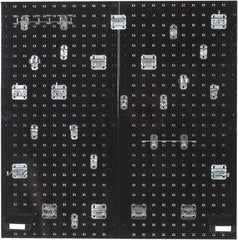 Triton - 18" Wide x 36" High Peg Board Kit - 2 Panels, 28 Hooks, Steel with Epoxy Coating, Black - USA Tool & Supply