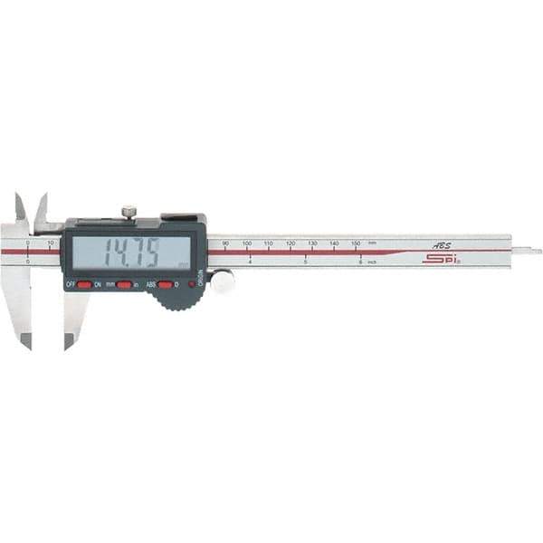 SPI - 0 to 150mm Range, 0.01mm Resolution, Electronic Caliper - Stainless Steel with 40mm Stainless Steel Jaws, 0.02mm Accuracy, Micro USB Output - USA Tool & Supply