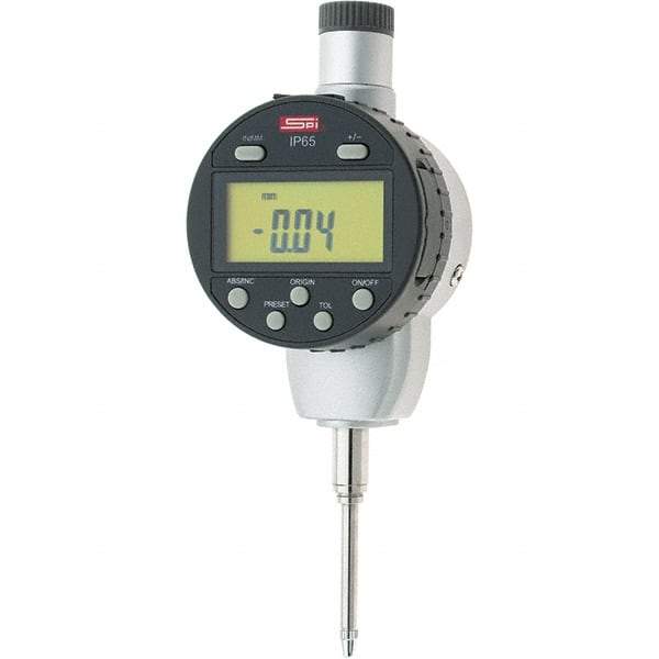 SPI - 0 to 1" Range, 0.0005" Graduation, Electronic Drop Inidicator - Flat & Lug Back, 0.0012" Accuracy, Digital Display, Inch & Metric - USA Tool & Supply