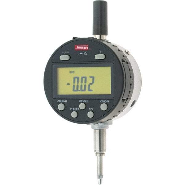 SPI - 0 to 1/2" Range, 0.0005" Graduation, Electronic Drop Inidicator - Flat & Lug Back, 0.0008" Accuracy, Digital Display, Inch & Metric - USA Tool & Supply