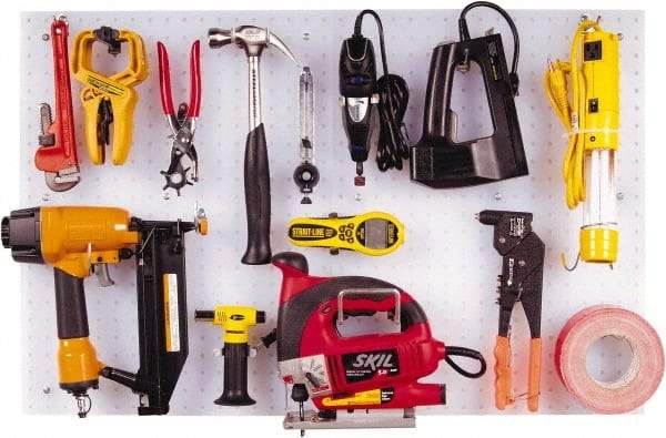 Triton - 22" Wide x 18" High Peg Board Kit - 1 Panel, 24 Hooks, Polypropylene, White - USA Tool & Supply