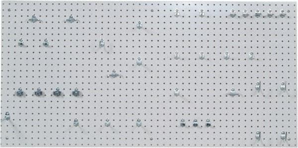 Triton - 24" Wide x 48" High Peg Board Kit - 1 Panel, 36 Hooks, Polypropylene, White - USA Tool & Supply