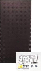 Triton - 24" Wide x 48" High Peg Board Kit - 1 Panel, 36 Hooks, Tempered Hardboard, Black - USA Tool & Supply