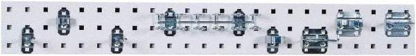 Triton - 4-1/2" Wide x 36" High Peg Board Strip - 1 Panel, 8 Hooks, Steel with Epoxy Coating, White - USA Tool & Supply