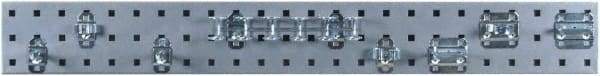 Triton - 4-1/2" Wide x 36" High Peg Board Strip - 1 Panel, 8 Hooks, Steel with Epoxy Coating, Silver - USA Tool & Supply