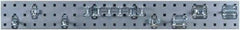 Triton - 4-1/2" Wide x 36" High Peg Board Strip - 1 Panel, 8 Hooks, Steel with Epoxy Coating, Silver - USA Tool & Supply