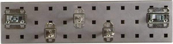 Triton - 4-1/2" Wide x 18" High Peg Board Strip - 1 Panel, 5 Hooks, Steel with Epoxy Coating, Silver - USA Tool & Supply