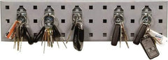 Triton - 4-1/2" Wide x 18" High Peg Board Strip - 1 Panel, 5 Hooks, Steel with Epoxy Coating, Silver - USA Tool & Supply