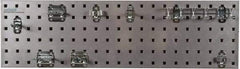 Triton - 9" Wide x 21-1/2" High Peg Board Strip - 1 Panel, 8 Hooks, Steel with Epoxy Coating, Silver - USA Tool & Supply