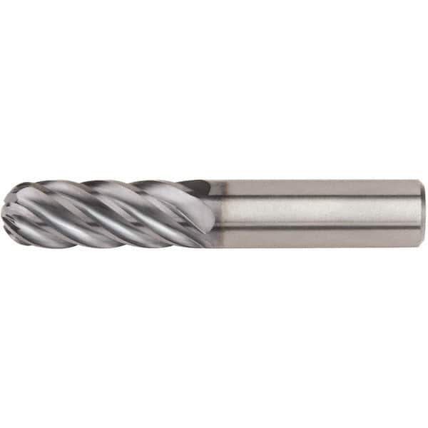 Kennametal - 3/4" Diam, 1" LOC, 6 Flute Solid Carbide Ball End Mill - AlTiN Finish, Single End, 3-1/2" OAL, 3/4" Shank Diam - USA Tool & Supply