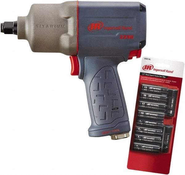 Ingersoll-Rand - 1/2" Drive, 8,500 RPM, 930 Ft/Lb Torque Impact Wrench Set - Pistol Grip Handle, 1,220 IPM, 90 psi, 1/4" NPT Inlet - USA Tool & Supply