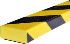 PRO-SAFE - 39" Long, Polyurethane Foam Type D Surface Guard - Black/Yellow, 1" High x 2" Wide Side - USA Tool & Supply