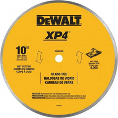 DeWALT - 10" Diam, 15.88mm Arbor Hole Diam, Continuous Edge Tooth Wet & Dry Cut Saw Blade - Steel, Smooth Action, Standard Round Arbor - USA Tool & Supply