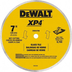 DeWALT - 7" Diam, 15.88mm Arbor Hole Diam, Continuous Edge Tooth Wet & Dry Cut Saw Blade - Steel, Smooth Action, Standard Round Arbor - USA Tool & Supply