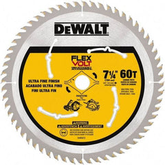 DeWALT - 7-1/4" Diam, 15.88mm Arbor Hole Diam, 60 Tooth Wet & Dry Cut Saw Blade - Steel, Smooth Action, Standard Round Arbor - USA Tool & Supply