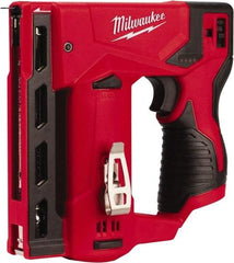 Milwaukee Tool - Battery Crown Stapler - 3/8" Staples, Red & Black - USA Tool & Supply