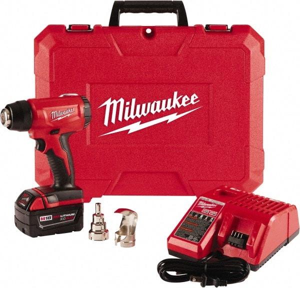 Milwaukee Tool - 0 to 875°F Heat Setting, 6 CFM Air Flow, Heat Gun Kit - 18 Volts, 5 Amps, 360 Watts - USA Tool & Supply