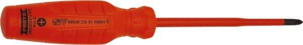 Proto - #2, 9-7/16" OAL, Insulated Phillips Screwdriver - 5" Blade Length, Round Shank, Impact & Chemical Resistant Handle - USA Tool & Supply