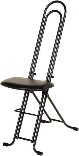 Vestil - 12-3/4" Wide x 19-3/8" Deep x 18-1/2" & 33" High, Steel Folding Chair with 1" Padded Seat - Black - USA Tool & Supply