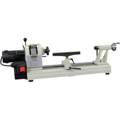 Baileigh - 12" Swing, 18" Distance Between Center, Cast Iron Woodworking Lathe - 2MT Head/Tailstock, 1-1/2" Spindle Hole, 3" Face Plate, 300 to 3,600 RPM, 2" Quill Travel - USA Tool & Supply