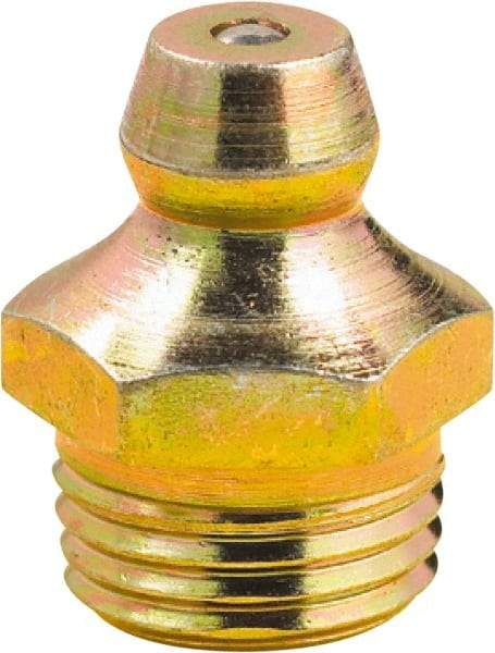 lumax - Straight Head Angle, M10x1 Metric Steel Grease Fitting Adapter - 11mm Hex, 0.63" Overall Height, 1/4" Shank Length - USA Tool & Supply