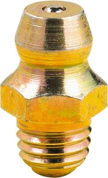 lumax - Straight Head Angle, M8x1 Metric Steel Grease Fitting Adapter - 9mm Hex, 0.63" Overall Height, 1/4" Shank Length - USA Tool & Supply