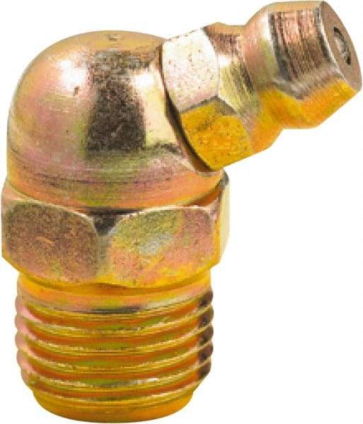 lumax - 65° Head Angle, 1/8 PTF Steel Grease Fitting Adapter - 7/16" Hex, 0.85" Overall Height, 0.29" Shank Length - USA Tool & Supply