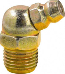lumax - 45° Head Angle, 1/8 PTF Steel Grease Fitting Adapter - 7/16" Hex, 0.89" Overall Height, 0.29" Shank Length - USA Tool & Supply