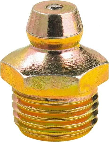 lumax - Straight Head Angle, 1/8 PTF Steel Grease Fitting Adapter - 7/16" Hex, 0.63" Overall Height, 0.28" Shank Length - USA Tool & Supply