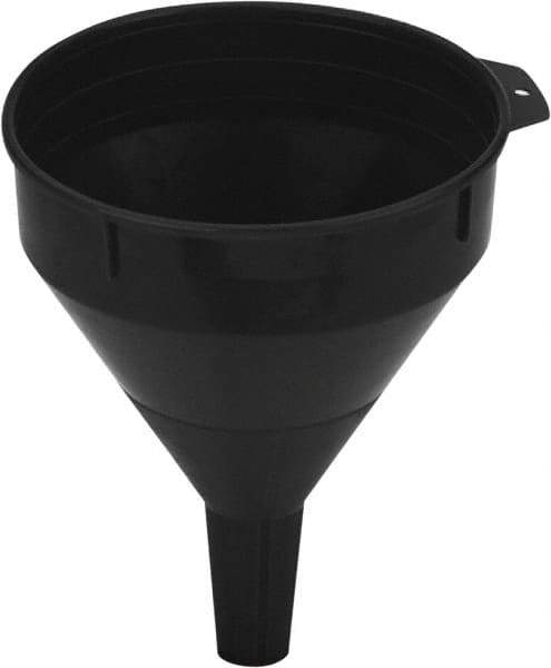 lumax - 64 oz Capacity Plastic Funnel - 6-1/2" Mouth OD, 1" Tip OD, 2-1/2" Straight Spout, Black - USA Tool & Supply