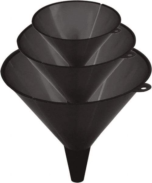 lumax - 48 oz Capacity Plastic Funnel Set - Straight Spout, Black - USA Tool & Supply