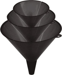 lumax - 48 oz Capacity Plastic Funnel Set - Straight Spout, Black - USA Tool & Supply