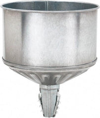 lumax - 256 oz Capacity Steel Funnel - 9-1/2" Mouth OD, 1-1/4" Tip OD, 3-3/4" Straight Spout, Silver - USA Tool & Supply