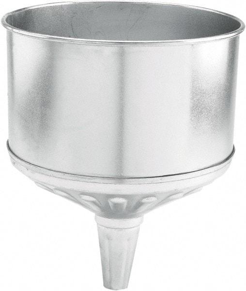 lumax - 256 oz Capacity Steel Funnel - 9-1/2" Mouth OD, 1-1/4" Tip OD, 3-3/4" Straight Spout, Silver - USA Tool & Supply