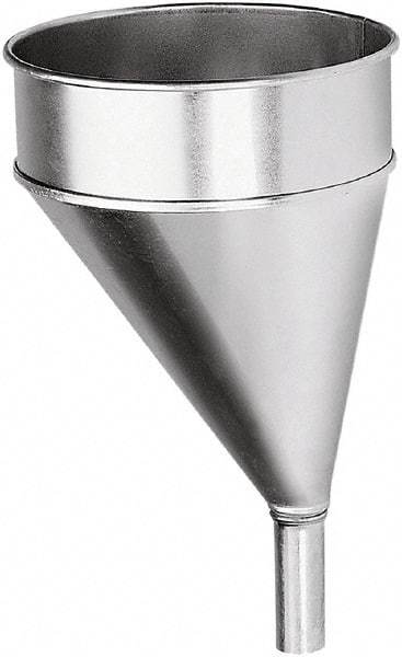 lumax - 204 oz Capacity Steel Funnel - 8-1/2" Mouth OD, 1-1/8" Tip OD, 3-1/4" Straight Spout, Silver - USA Tool & Supply