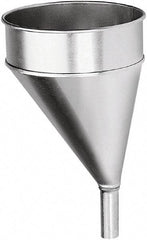 lumax - 204 oz Capacity Steel Funnel - 8-1/2" Mouth OD, 1-1/8" Tip OD, 3-1/4" Straight Spout, Silver - USA Tool & Supply