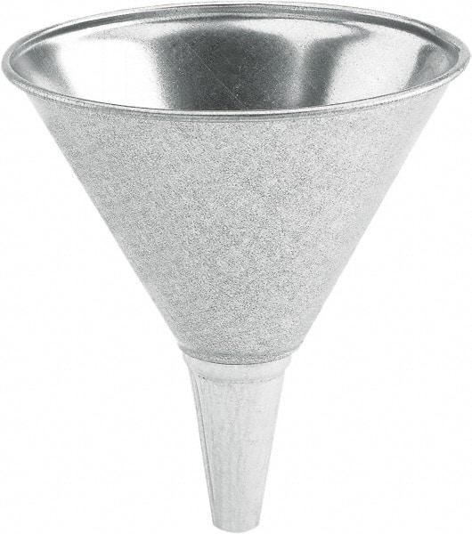 lumax - 64 oz Capacity Steel Funnel - 8-1/2" Mouth OD, 1/2" Tip OD, 3-1/4" Straight Spout, Silver - USA Tool & Supply