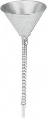 lumax - 16 oz Capacity Steel Funnel - 6" Mouth OD, 1/2" Tip OD, 13-1/4" Flexible Spout, Silver - USA Tool & Supply