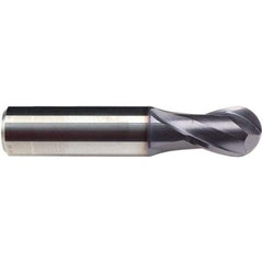 Emuge - 18mm Diam, 24mm LOC, 2 Flute Solid Carbide Ball End Mill - TiAlN Finish, Single End, 84mm OAL, 18mm Shank Diam, Ball Flute - USA Tool & Supply