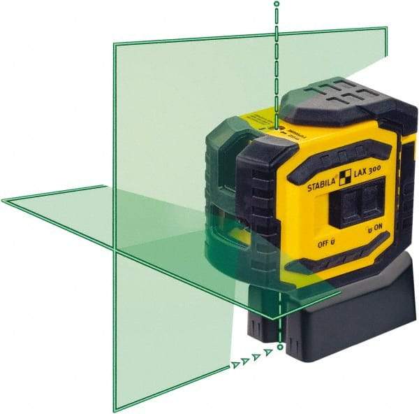 Stabila - 4 Beam 60' Max Range Cross Line & Plumb Points - Green Beam, 3/32" at 30' Accuracy, 1828.8mm Long, Battery Included - USA Tool & Supply