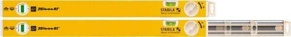 Stabila - 2 Vial, 41" Long, Aluminum Expandable Level - Yellow, 2" Wide, (1) Level & (1) Plumb Vials - USA Tool & Supply