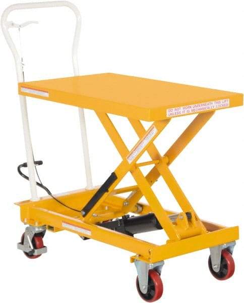 Vestil - 550 Lb Capacity Manual Scissor Elevating Cart - 12-1/2" to 36-1/8" Lift Height, 32-3/4" Platform Length x 19-3/4" Platform Width - USA Tool & Supply