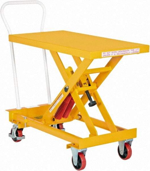 Vestil - 800 Lb Capacity Manual Scissor Elevating Cart - 14-1/2" to 31-1/8" Lift Height, 40" Platform Length x 20" Platform Width - USA Tool & Supply