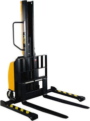 Vestil - 1,000 Lb Capacity, 63" Lift Height, Battery Powered Stacker - 2" Lowered Height, 30" Fork Length, 29" Overall Width - USA Tool & Supply