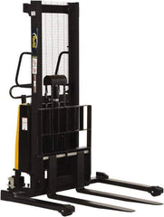 Vestil - 2,000 Lb Capacity, 63" Lift Height, Battery Powered Stacker - 2-1/8" Lowered Height, 42" Fork Length, 58" Overall Width - USA Tool & Supply