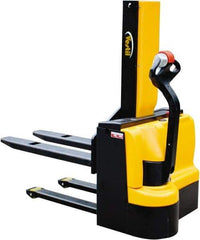 Vestil - 3,000 Lb Capacity, 43" Lift Height, Battery Powered Stacker - 3-3/8" Lowered Height, 42" Fork Length, 31-1/2" Overall Width - USA Tool & Supply