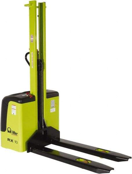 Vestil - 2,200 Lb Capacity, 62" Lift Height, Battery Powered Stacker - 3-1/2" Lowered Height, 45" Fork Length - USA Tool & Supply