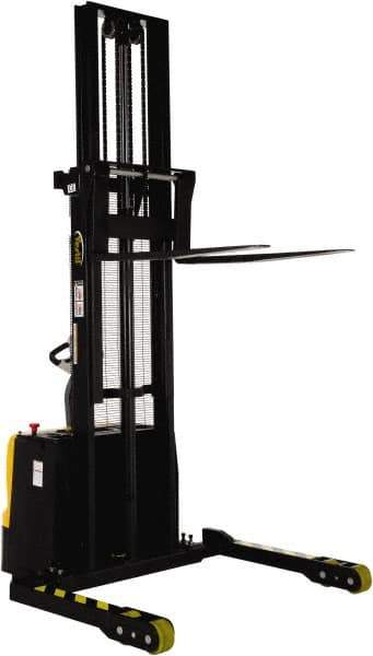 Vestil - 3,000 Lb Capacity, 125" Lift Height, Battery Powered Stacker - 2-1/8" Lowered Height, 42" Fork Length, 50" Overall Width - USA Tool & Supply