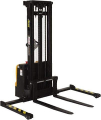 Vestil - 2,200 Lb Capacity, 125" Lift Height, Battery Powered Stacker - 2-1/8" Lowered Height, 42" Fork Length, 50" Overall Width - USA Tool & Supply